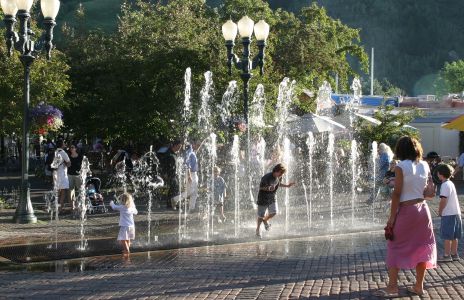 Kids Playing Fountain in Aspen, Colorado