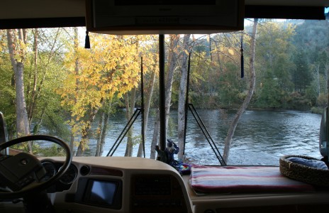 Rogue River from inside our coach