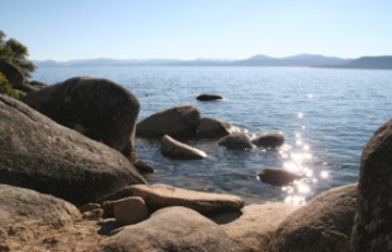 Lake Tahoe's Sparkling Water and Rocky Shore