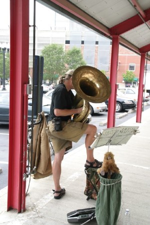 Tuba Player at Marketplace